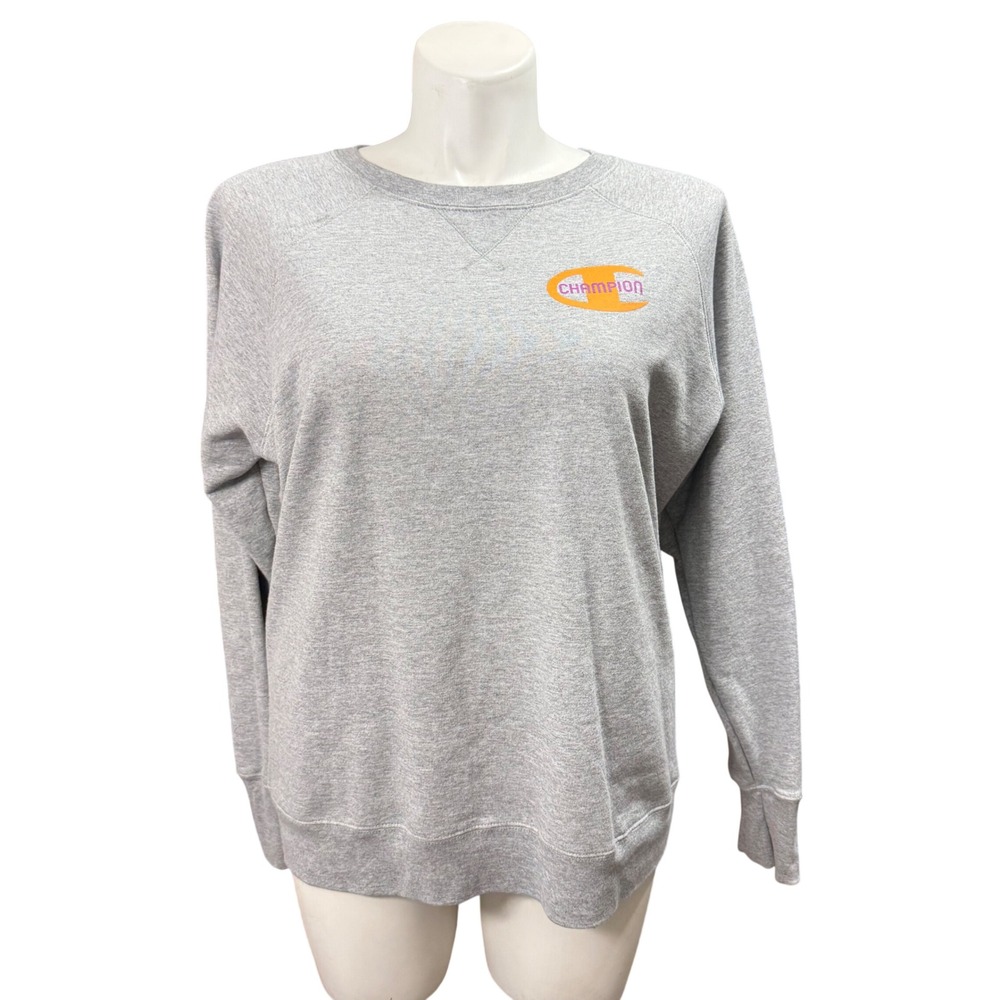 Champion Womens 2XL Heather Gray Rainbow Stacked Logo Sweatshirt